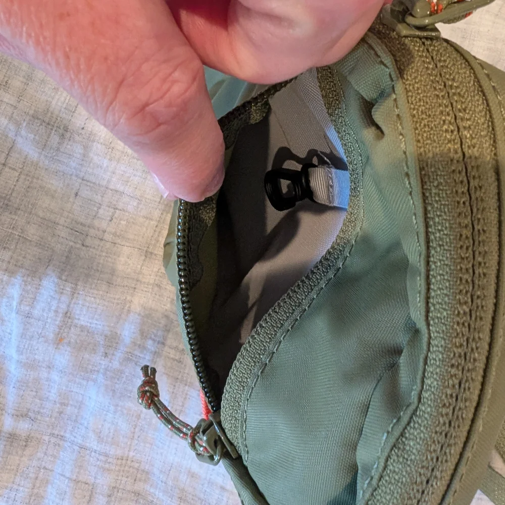 Fjallraven Olive Green Crossbody Bag with Red Accents